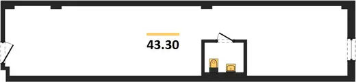 Апартаменты 1-комн. 43.3 кв. м