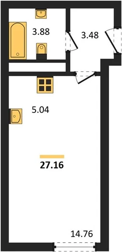 Квартира Студия 27.16 кв. м