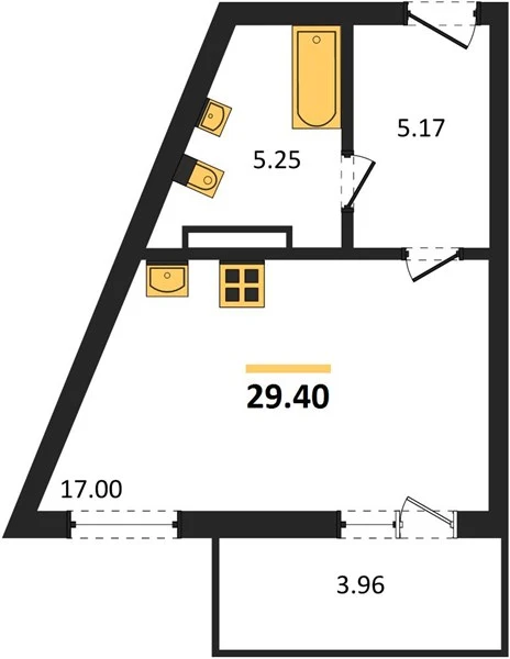 Квартира Студия 29.4 кв. м