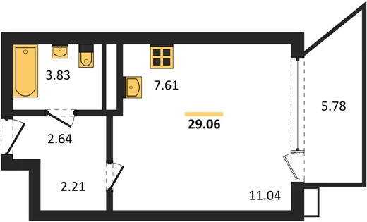 Квартира Студия 29.06 кв. м