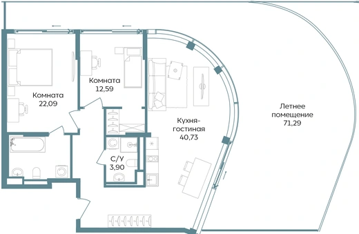 Апартаменты 3-комн. 150.6 кв. м