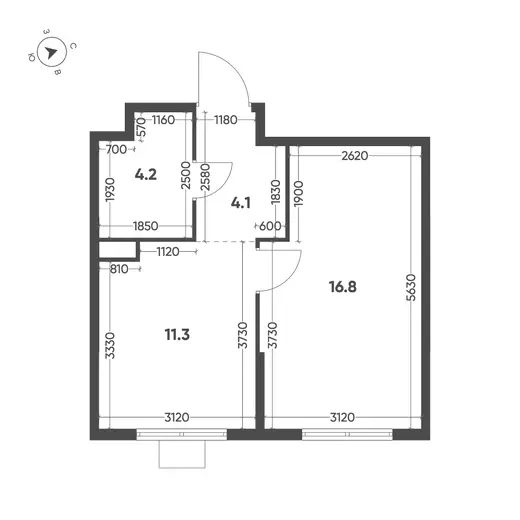 Квартира 1-комн. 36.4 кв. м