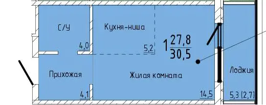 Квартира Студия 30.5 кв. м