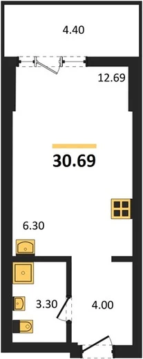 Квартира Студия 30.69 кв. м