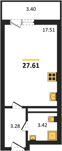 Квартира Студия 27.61 кв. м
