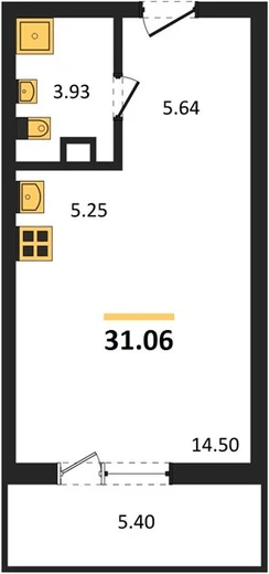 Квартира Студия 30.82 кв. м