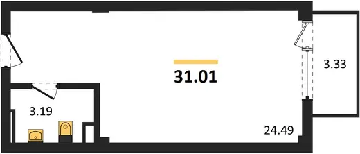 Квартира 1-комн. 31.01 кв. м