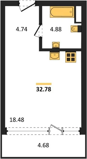 Квартира Студия 32.78 кв. м