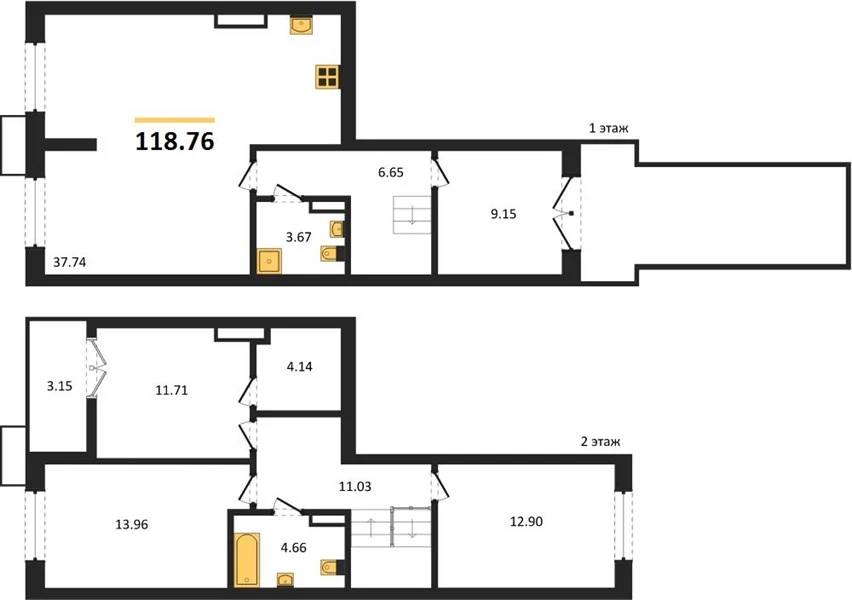 Квартира 3-комн. 118.76 кв. м
