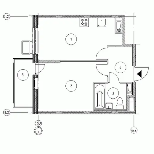 Квартира 1-комн. 38.3 кв. м
