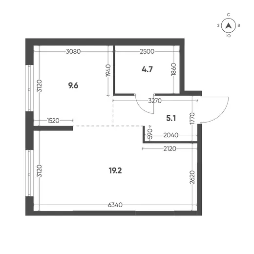 Квартира Студия 38.6 кв. м