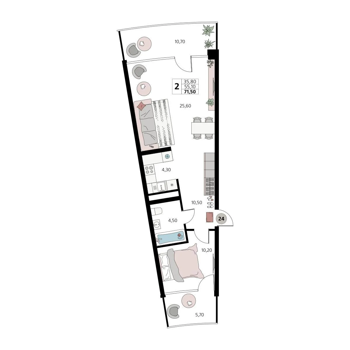 Апартаменты 2-комн.