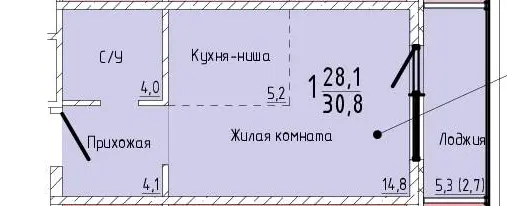 Квартира 1-комн. 30.8 кв. м