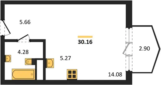 Квартира Студия 30.16 кв. м