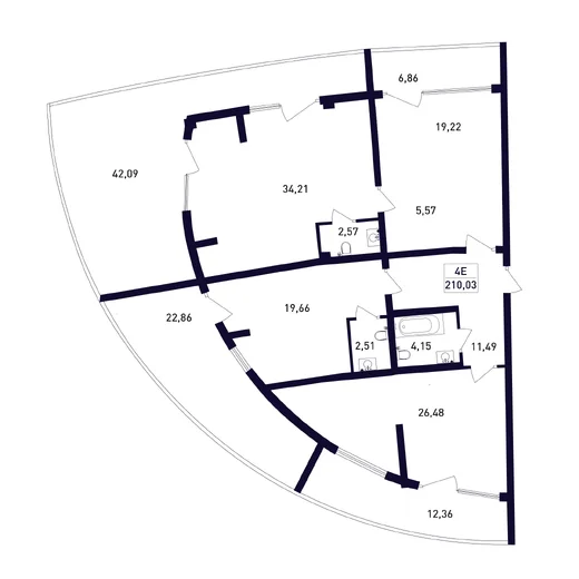 Апартаменты 4-комн. 210.03 кв. м