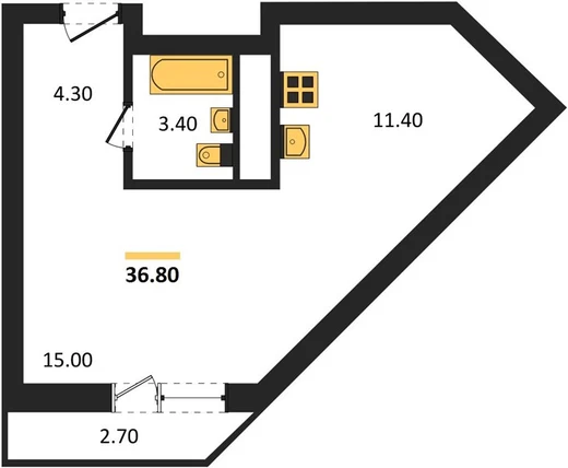 Квартира Студия 36.8 кв. м