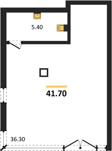 Квартира 1-комн. 41.7 кв. м