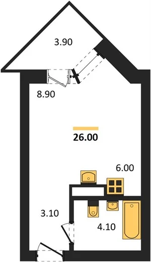 Квартира Студия 26 кв. м