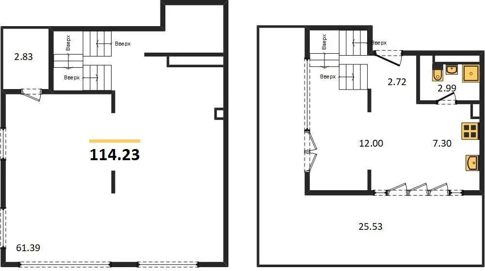 Квартира 1-комн. 114.23 кв. м