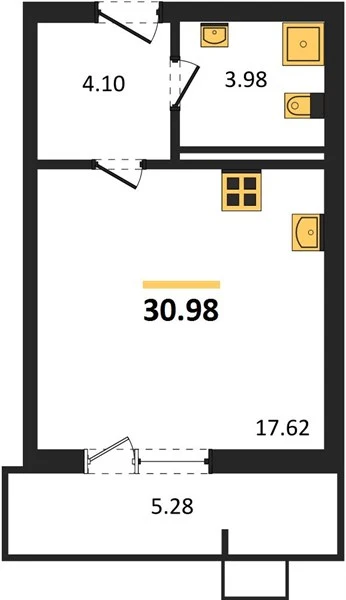 Квартира Студия 30.98 кв. м