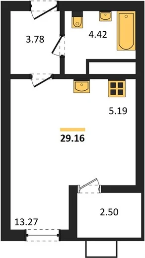 Квартира Студия 29.16 кв. м