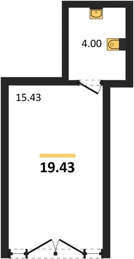 Квартира 1-комн. 19.43 кв. м
