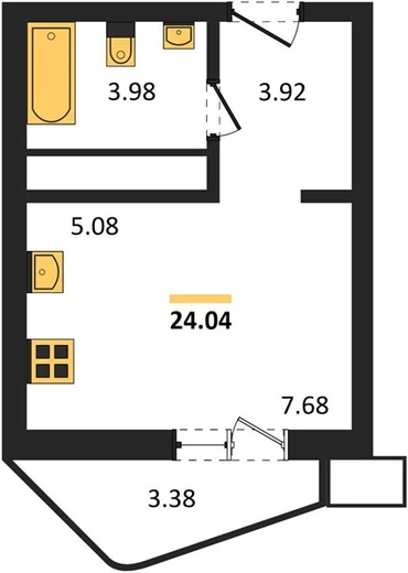 Квартира Студия 24.04 кв. м