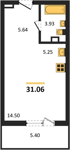 Квартира Студия 30.82 кв. м