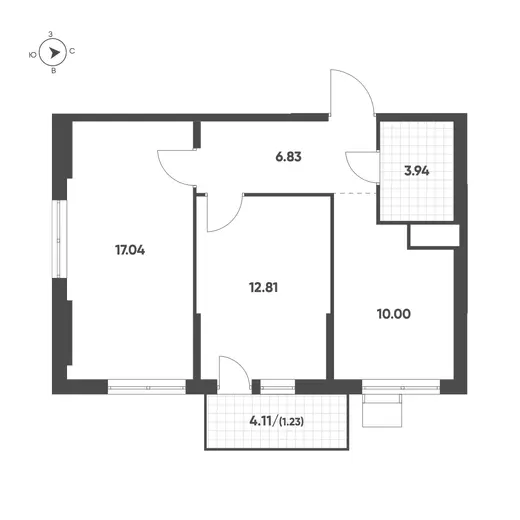 Квартира 2-комн. 51.85 кв. м