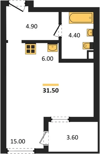 Квартира Студия 31.5 кв. м