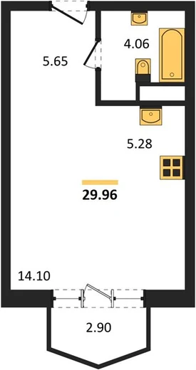 Квартира Студия 29.96 кв. м