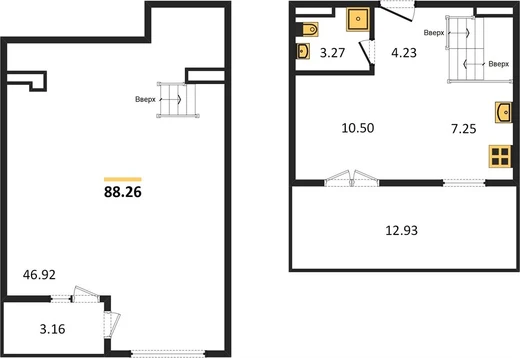 Квартира 1-комн. 88.26 кв. м