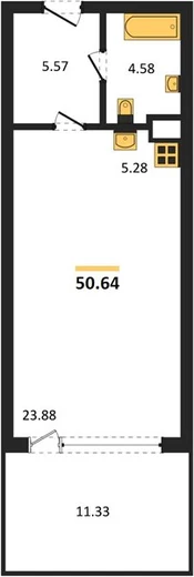 Апартаменты Студия 50.64 кв. м