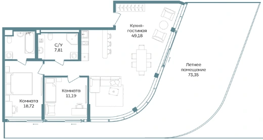 Апартаменты 3-комн. 160.25 кв. м