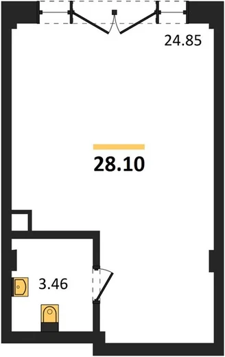 Апартаменты 1-комн. 28.1 кв. м
