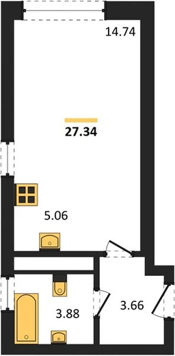 Квартира Студия 27.34 кв. м