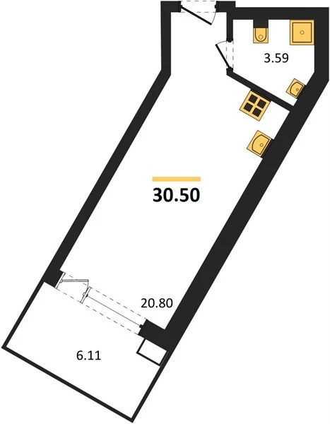Апартаменты Студия 30.5 кв. м