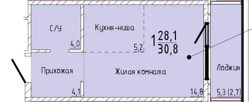 Квартира 1-комн. 30.8 кв. м