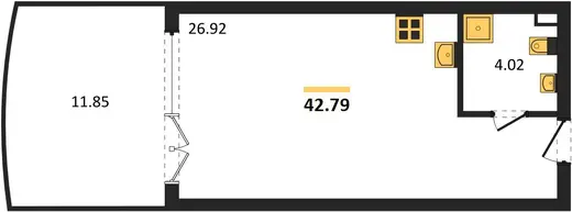 Апартаменты Студия 42.79 кв. м
