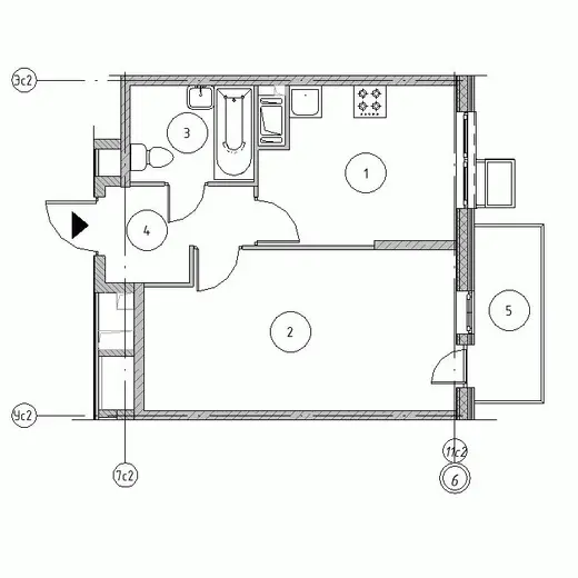 Квартира 1-комн. 36.55 кв. м