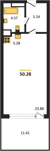 Апартаменты Студия 50.28 кв. м