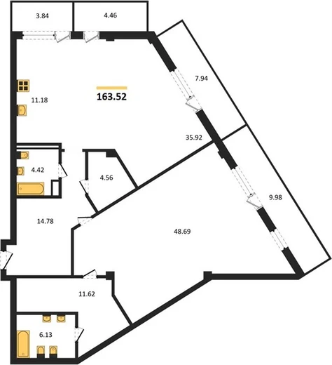 Апартаменты 2-комн. 163.52 кв. м