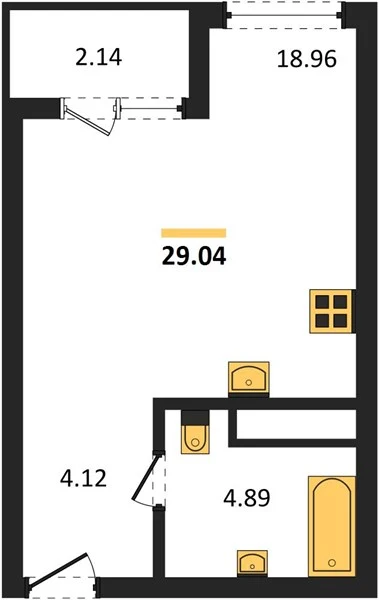 Квартира Студия 29.04 кв. м