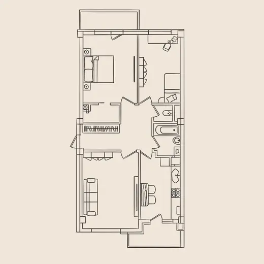 Квартира 3-комн. 85.3 кв. м