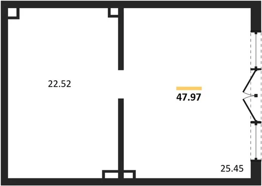 Квартира 1-комн. 47.97 кв. м