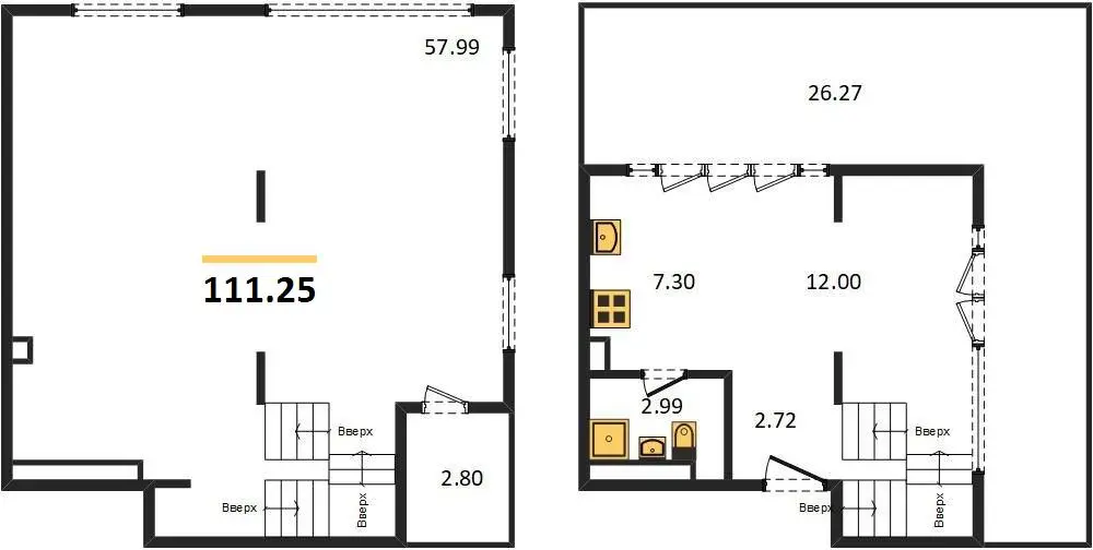Квартира 1-комн. 111.25 кв. м