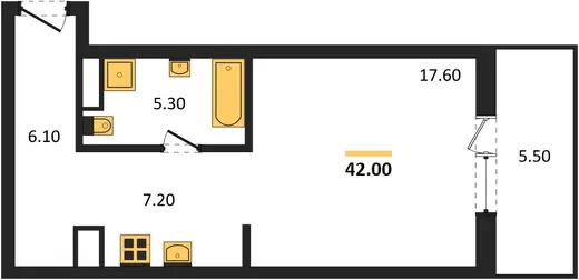 Квартира Студия 42 кв. м
