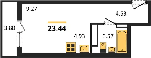 Апартаменты 1-комн. 23.44 кв. м