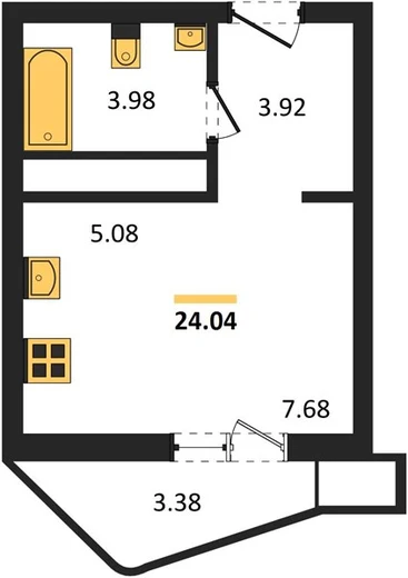 Квартира Студия 24.04 кв. м