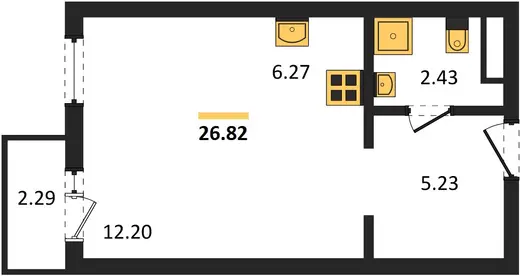 Квартира Студия 26.82 кв. м